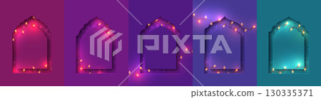 Set of Diwali Festival of Lights background 130335371