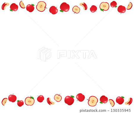 Watercolor apple frame material | Refreshing fruit design for autumn food packaging and posters 130335945