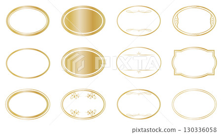 Oval gold elegant luxury frame vector set Oval gold elegant luxury frame vector set 130336058