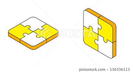 等距拼圖黃色向量簡單 130336113