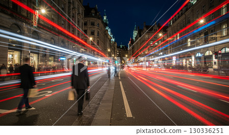 traffic in city at night 130336251