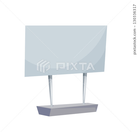 Outdoor billboard. 3d advertising banner with mock up white screen isolated on transparent background. Flat vector illustration 130336317