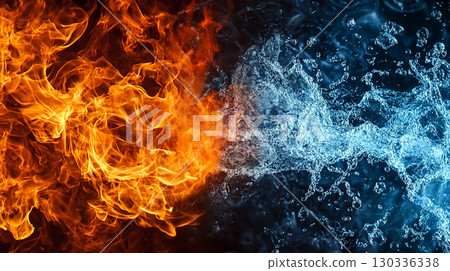 ice and fire confrontation abstract background concept animation loop 130336338