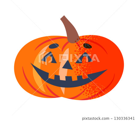 Halloween pumpkin with carved smiling face. Cartoon vector illustration isolated on transparent background Halloween pumpkin with carved smiling face. Cartoon vector illustration isolated on transparent background 130336341