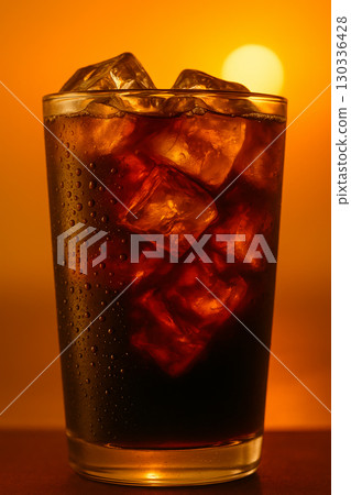 Sunset and iced coffee 130336428