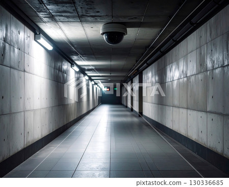 Unmanned underground passage with surveillance cameras 130336685