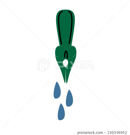 Classic calligraphy illustration featuring a pen, nib, and ink. Perfect for writing projects, design elements, branding, and creators seeking elegant and symbolic lettering visuals. 130336952