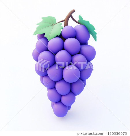 A three-dimensional rendering of a bunch of purple grapes isolated on a plain white background. A three-dimensional rendering of a bunch of purple grapes isolated on a plain white background. 130336973