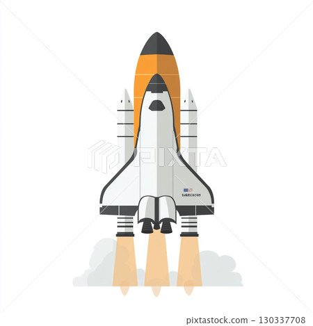 Flat icon of a space shuttle on a white clean background.   130337708