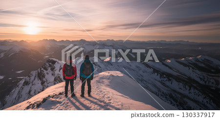 Extreme sports adventure in the European Alps.Winter landscape. Copy space Extreme sports adventure in the European Alps.Winter landscape. Copy space 130337917