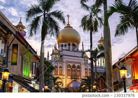 Sultan Mosque at dusk, Singapore 130337976