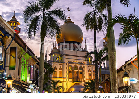 Sultan Mosque at dusk, Singapore 130337978
