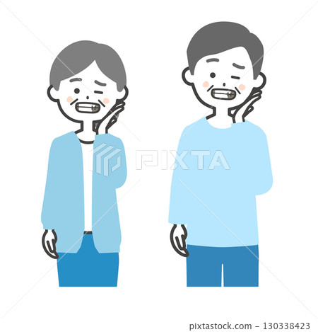 Illustration of an elderly man and woman with visible cavities Illustration of an elderly man and woman with visible cavities 130338423