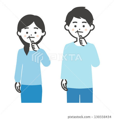 一位男士和一位女士拿著牙刷的插圖 130338434