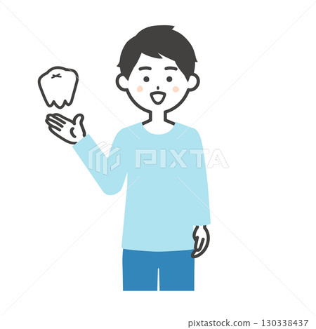 一位面帶笑容、長著臼齒的男士的插圖 130338437