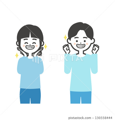 Illustration of children smiling with their teeth showing 130338444