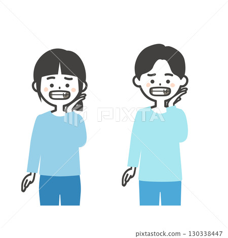 Illustration of children with visible tooth decay 130338447