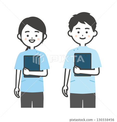 Illustration of a man and woman wearing a Casey top 130338456