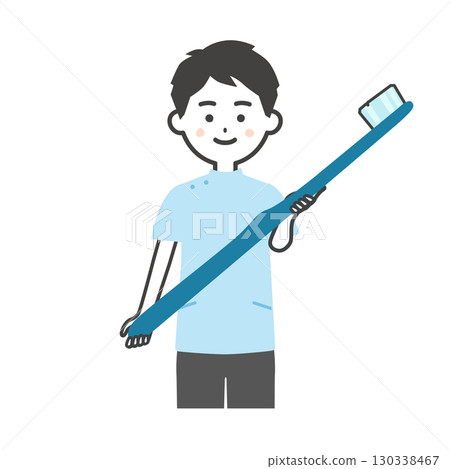 一名男子扮成凱西，手持大牙刷的插圖 130338467