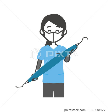 一位身穿灌木叢的婦女手持大型縮放儀的插圖 130338477