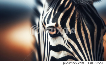 Zebra head detail isolated on blurred background 130338551