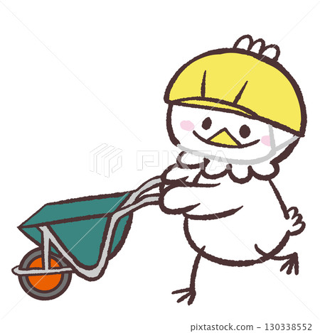 一隻白鳥推著獨輪車的插圖 一隻白鳥推著獨輪車的插圖 130338552