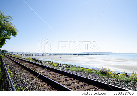 Railway along the White Rock Pier waterfront, Surrey, BC, Canada Railway along the White Rock Pier waterfront, Surrey, BC, Canada 130338709