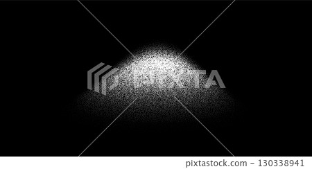 Salt pile isolated on black background. Heap of sugar. Pyramid of white grain crystals. Sand dune landscape in grainy design. Abstract vector illustration 130338941