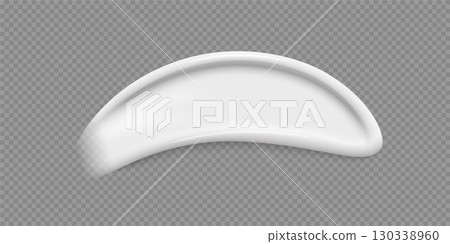 White cream swatch. Stroke of cosmetic product, creme, toothpaste. Beauty industry. Realistic vector Illustration 130338960