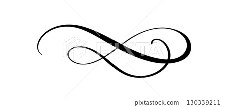 Swirl vector ornament, line style flourish. Vintage Filigree calligraphy ornamental curls. Decorative retro design element for menu, certificate diploma, wedding invitation card, outline text divider 130339211