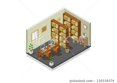 Isometric library 130339374