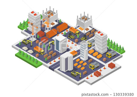 Building under construction isometric Building under construction isometric 130339380