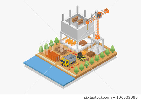 Building under construction isometric 130339383