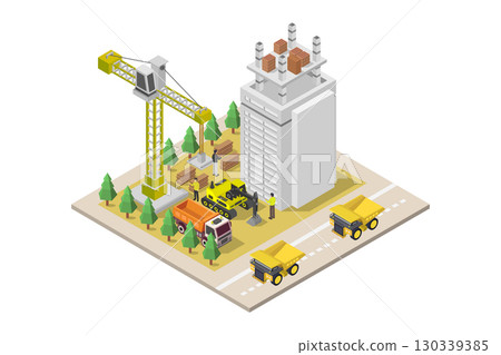 Building under construction isometric Building under construction isometric 130339385
