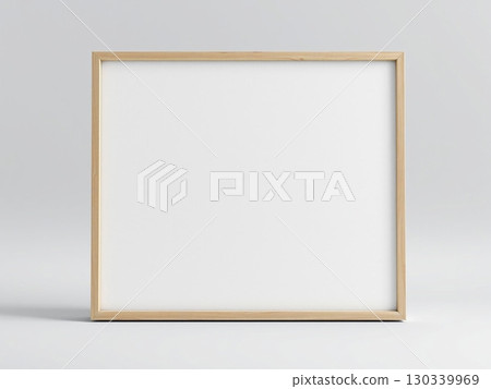 Minimalist Wooden Frame Mockup on Light Background 130339969