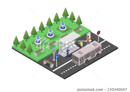 Isometric bus stop 130340047