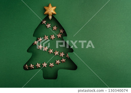 Glitter Star Garland in Christmas Tree Paper Cutout Glitter Star Garland in Christmas Tree Paper Cutout 130340074