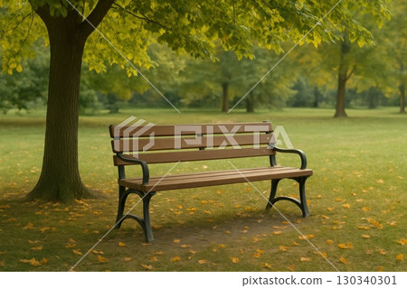 Scenic Empty Bench Under Leafy Tree City Park Nature Image Early Fall Atmosphere Ground View Serenity Concept Scenic Empty Bench Under Leafy Tree City Park Nature Image Early Fall Atmosphere Ground View Serenity Concept 130340301