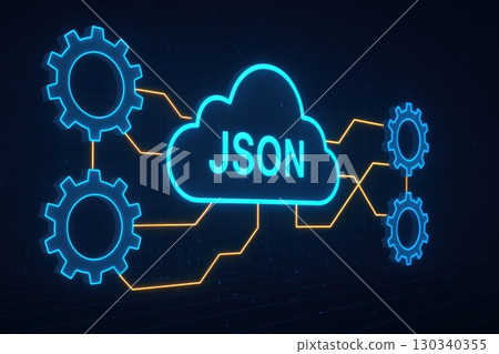 API Integration with JSON Cloud Gears Futuristic Tech Exchange in Digital Data Environment 130340355