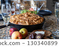 Tatar balesh pie, homemade traditional tatar cuisine, rustic potato meat pie 130340899