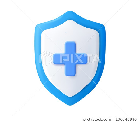 3d Health care concept. Shield icon. 3d Health care concept. Shield icon. 130340986
