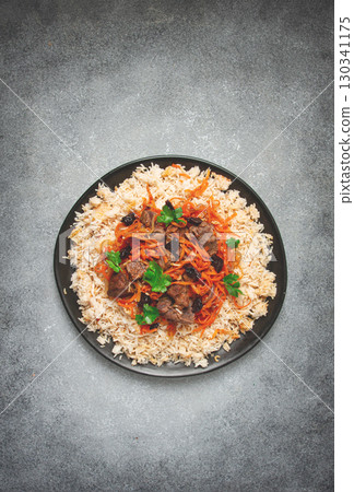 Kabuli pulao, pilaf, the national dish of Afghanistan, rice with meat , homemade, no people, 130341175