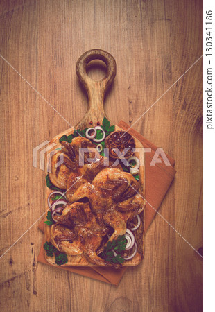 fried, quail meat, tobacco (tapaka), with spices, homemade, no people, 130341186