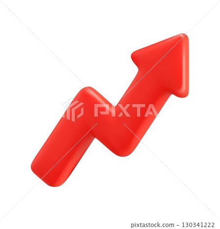 3d Red Zigzag Upward Arrow for Growth Trend 130341222