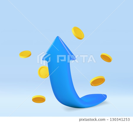 3d growth blue Arrow up stock chart with coins investing icon, Uptrend stock market graph 3d growth blue Arrow up stock chart with coins investing icon, Uptrend stock market graph 130341253