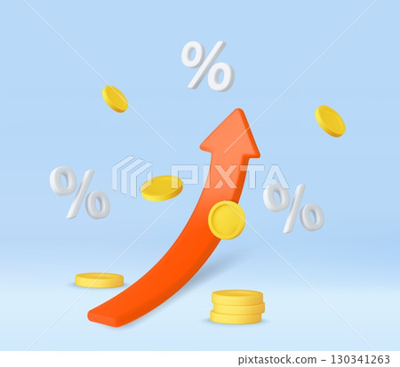 3d Interest Rates and Profit Growth Concept. 130341263