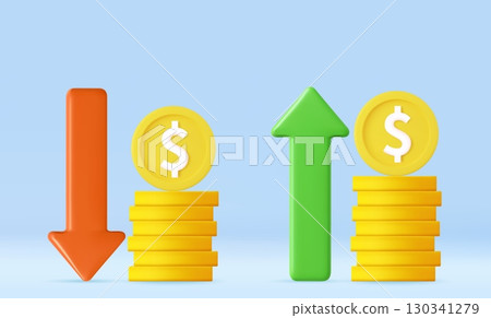 3d Profit increase and loss comparison concept 3d Profit increase and loss comparison concept 130341279