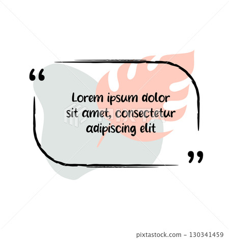 Hand-drawn quote with leaves shape on background. Simple pastel color frame. Elegant speech bubble for text. Hand-drawn quote with leaves shape on background. Simple pastel color frame. Elegant speech bubble for text. 130341459