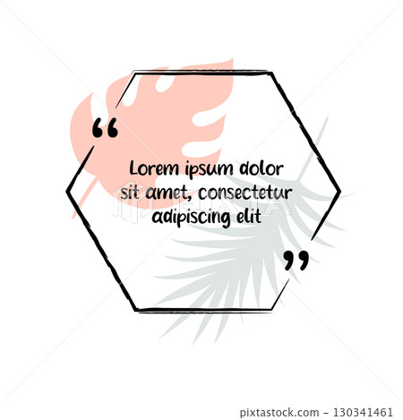 Hand-drawn quote with leaves shape on background. Simple pastel color frame. Elegant speech bubble for text. Hand-drawn quote with leaves shape on background. Simple pastel color frame. Elegant speech bubble for text. 130341461
