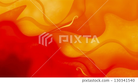 Abstract digital artwork featuring smooth, flowing curves and waves in pastel shades of orange, red, and yellow 130341540